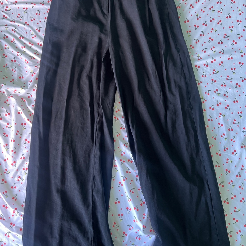 High waist wide leg trousers